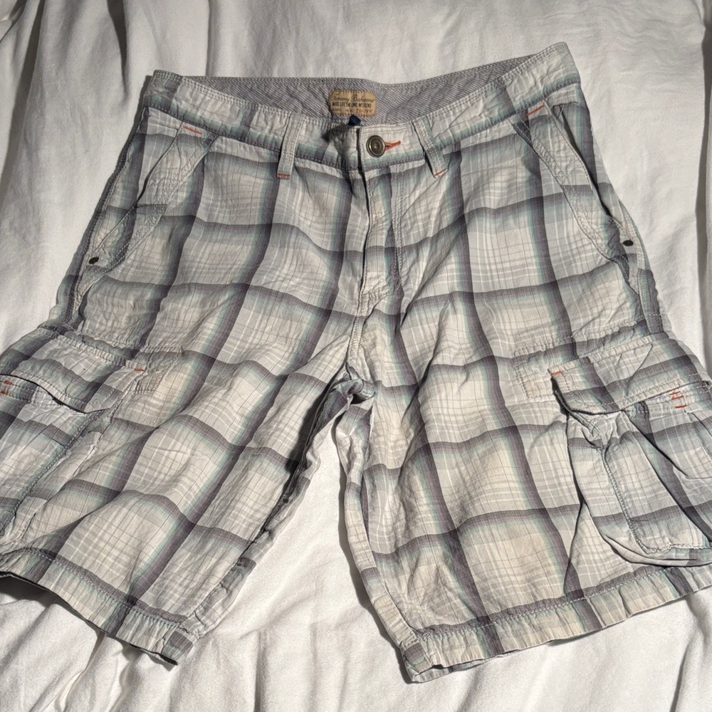 Tommy Bahama Gray Plaid Cargo Shorts